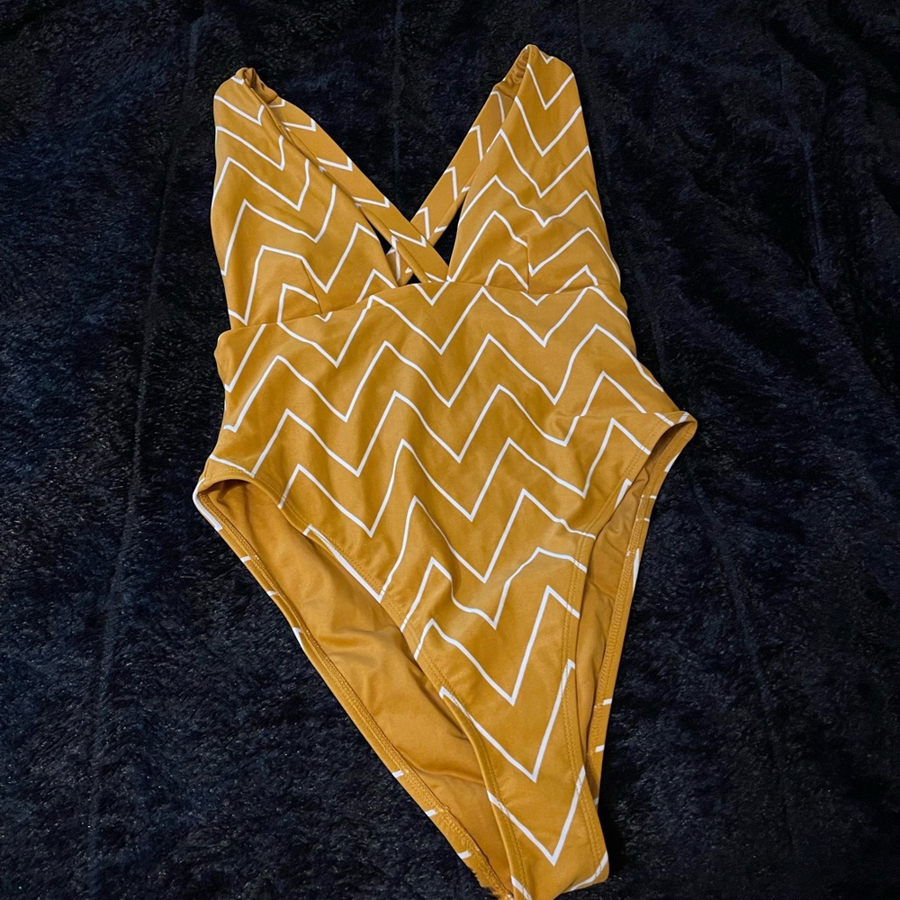 Yellow and white swimsuit